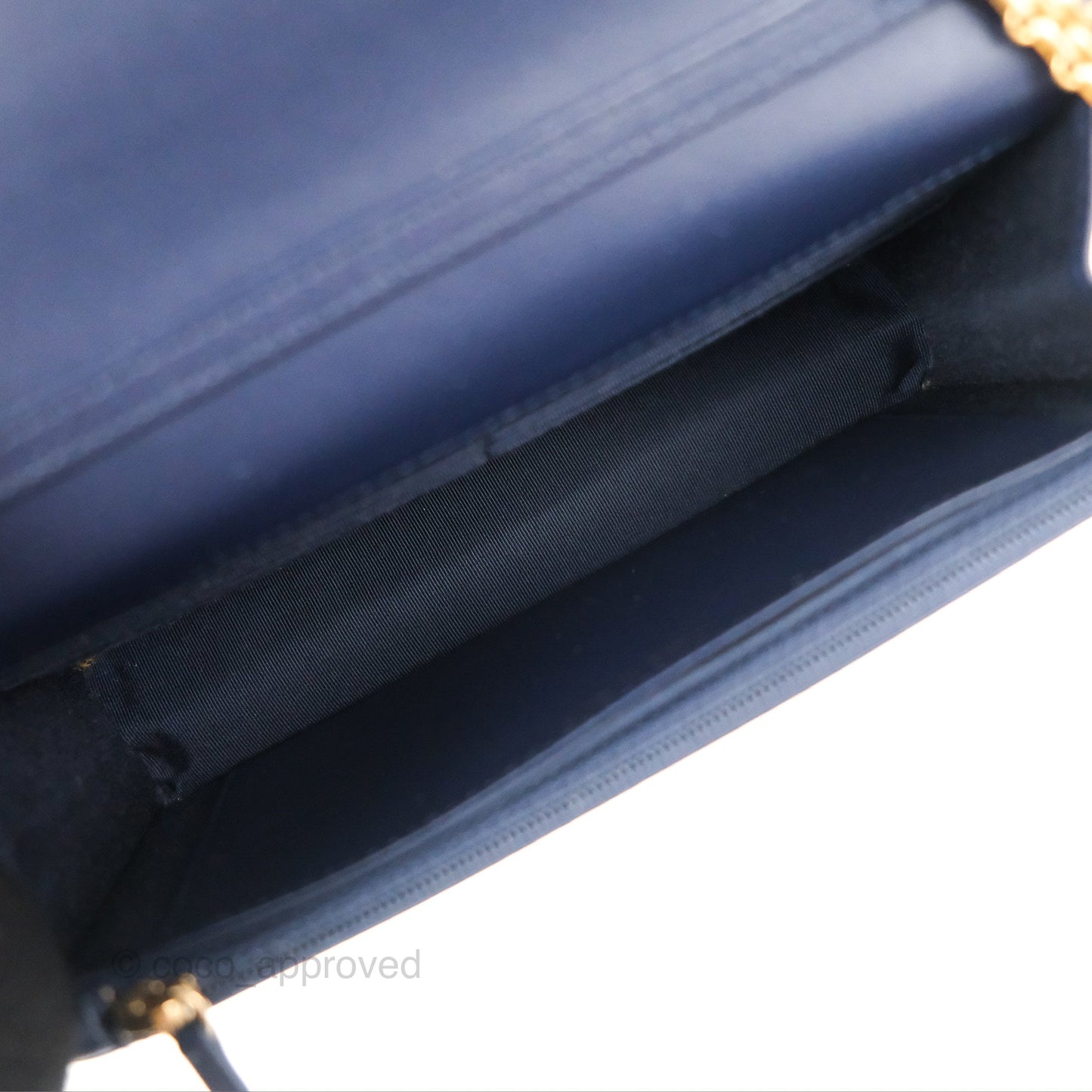 Chanel Quilted Reissue Wallet On Chain WOC Navy Aged Calfskin Gold Hardware