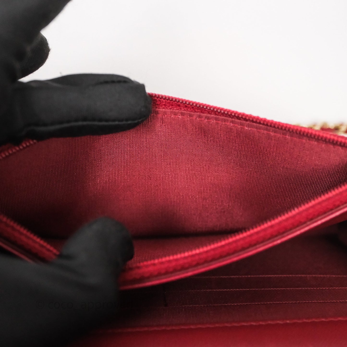 Chanel Wallet On Chain Red Calfskin Bag Gold hardware