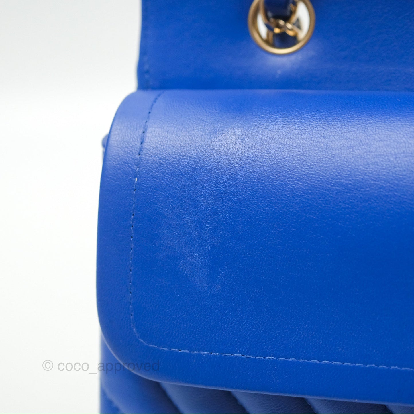 Chanel Medium Classic Flap Chevron Blue Lambskin Gold Hardware