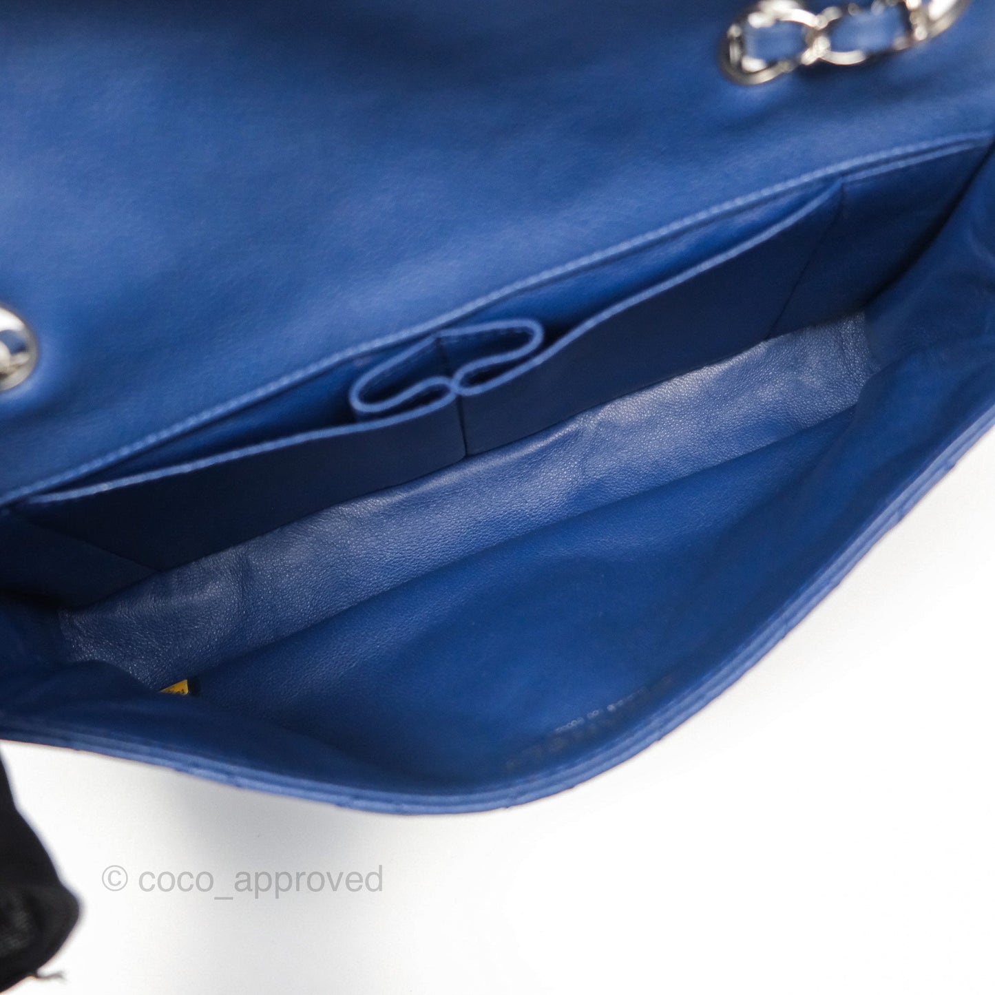 Chanel Quilted East West Flap Bag Blue Caviar Silver Hardware