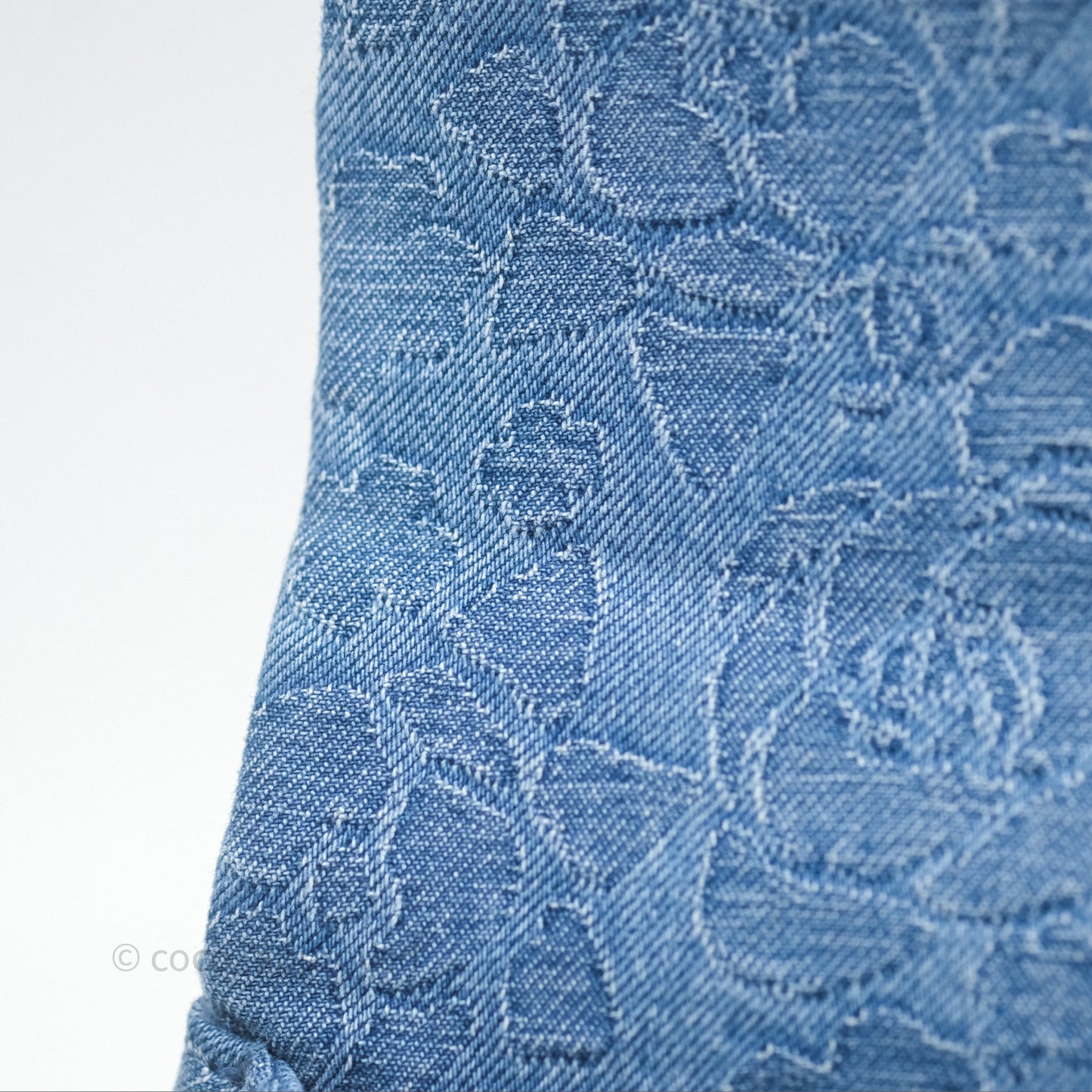 Chanel Quilted Camellia Printed Heart Crush Mini Flap Bag Blue Denim Aged Silver Hardware