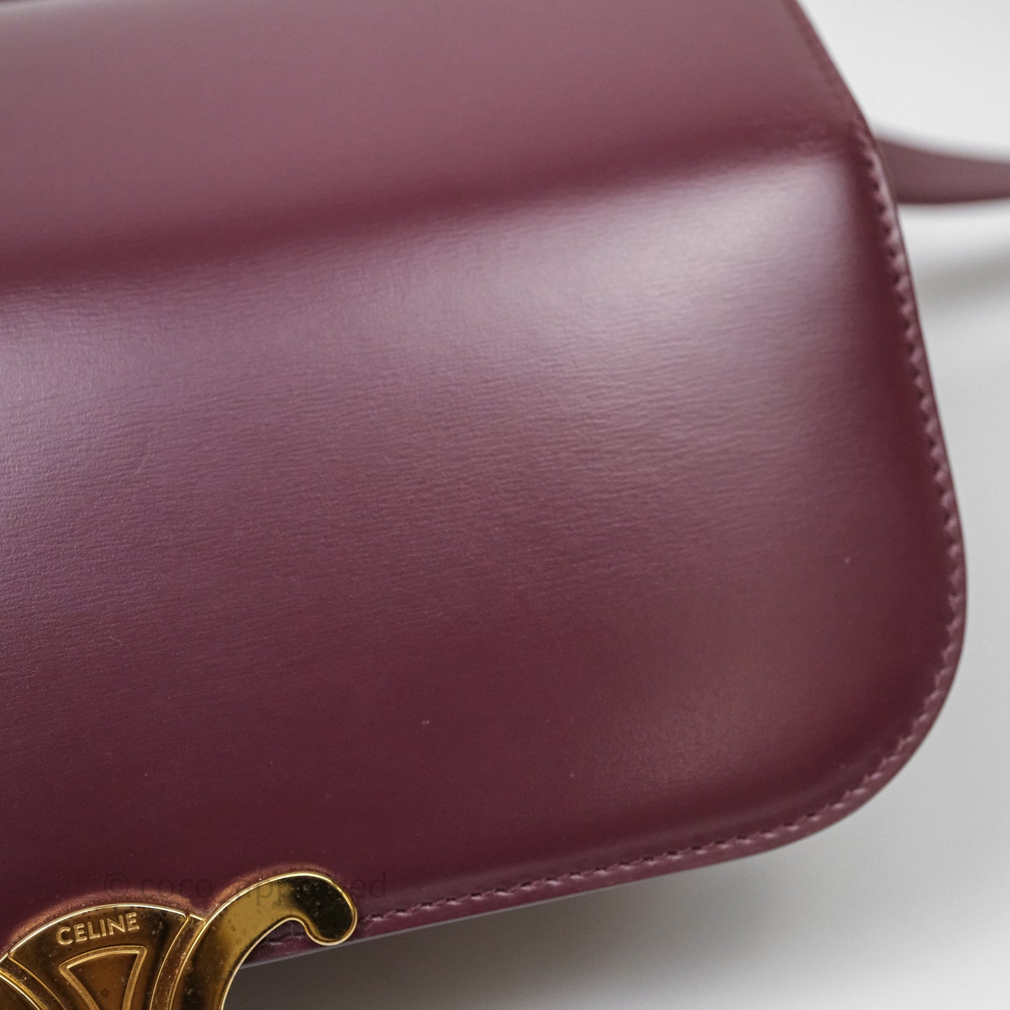 Celine Medium Triomphe Acai Burgundy Shiny Calfskin Gold Hardware