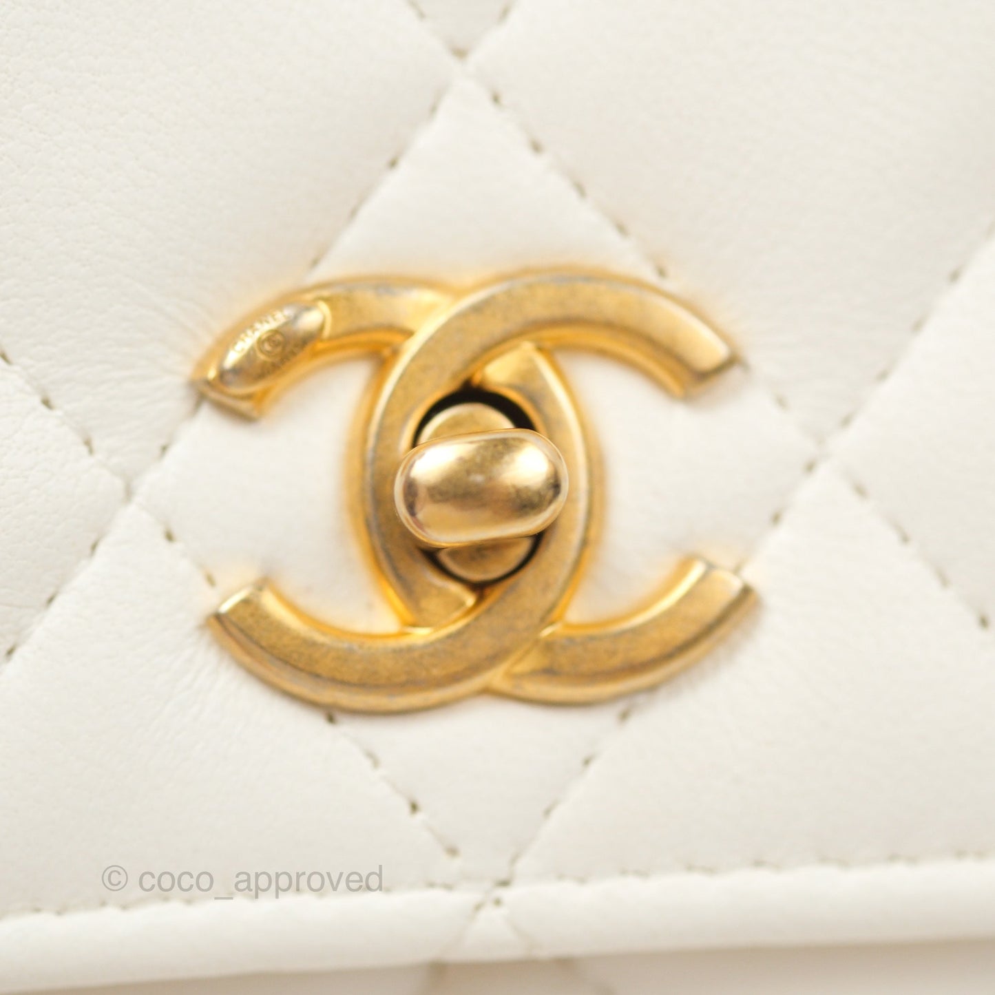 Chanel Quilted Pearl Crush Phone Holder With Chain White Lambskin