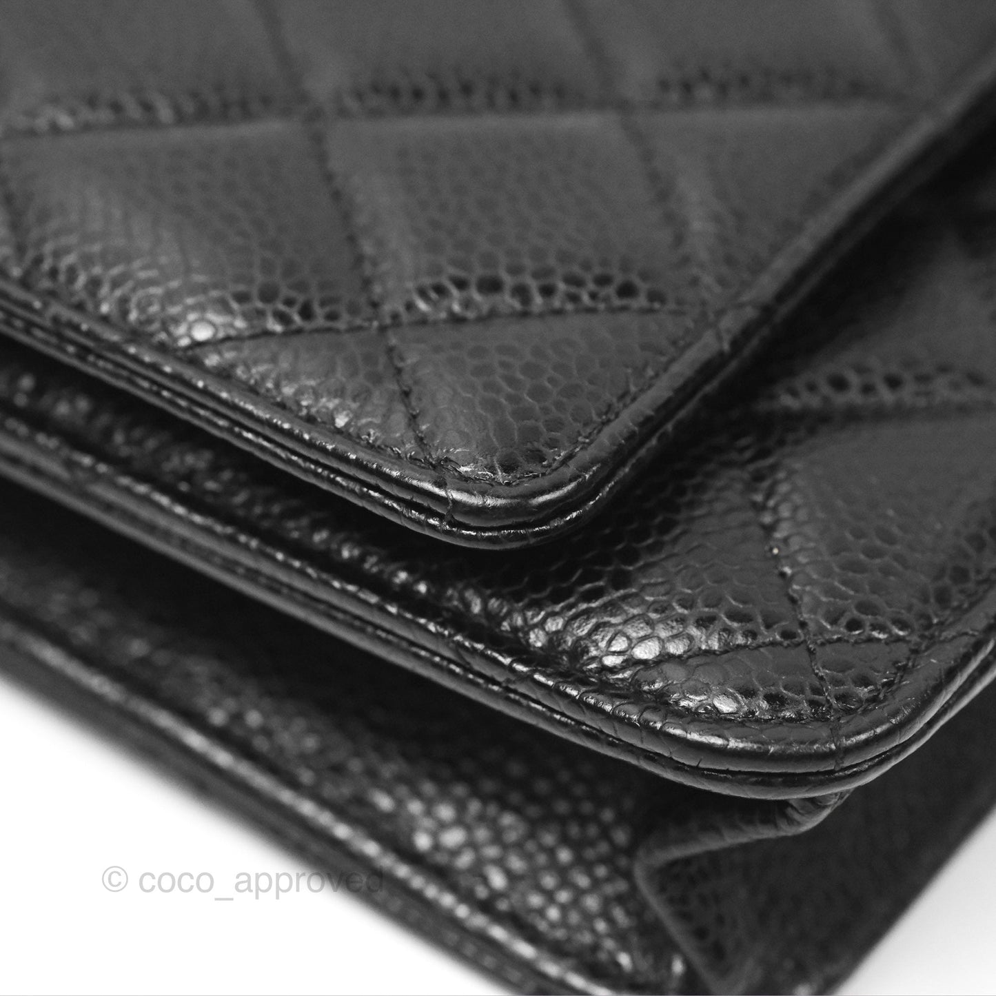 Chanel Classic Quilted Wallet On Chain WOC Black Caviar Gold Hardware
