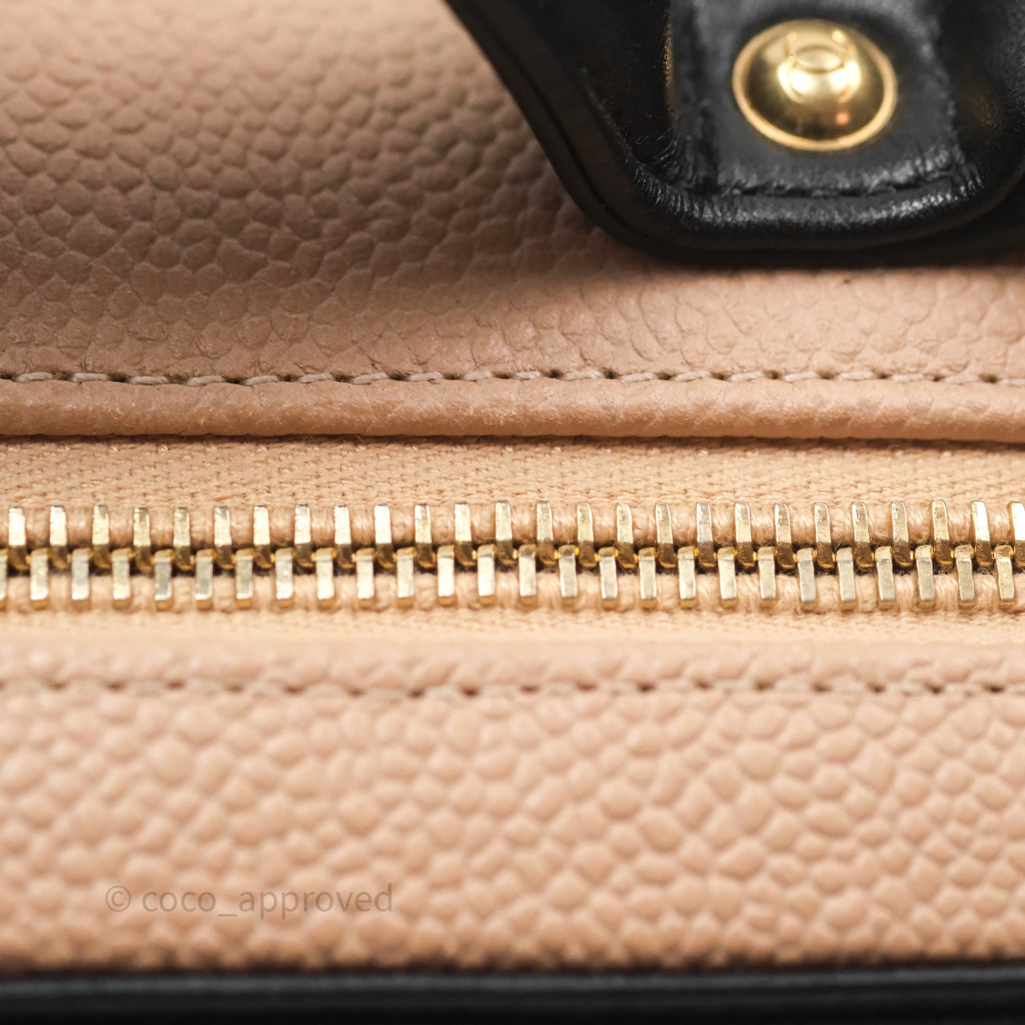 Chanel Quilted Medium CC Filigree Vanity Case Beige Caviar Gold Hardware