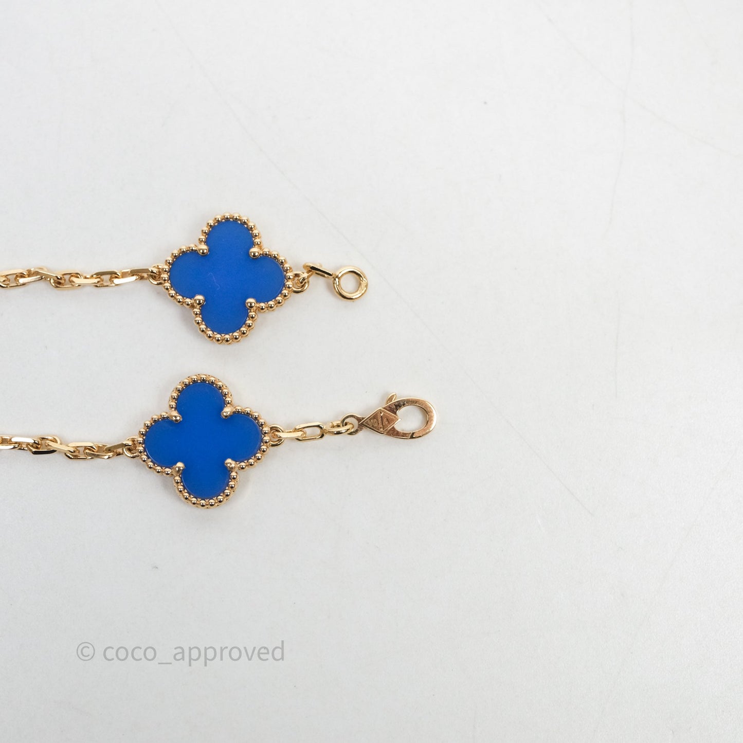 Van Cleef & Arpels Vintage Alhambra 5 Motifs Blue Agate Yellow Gold Bracelet