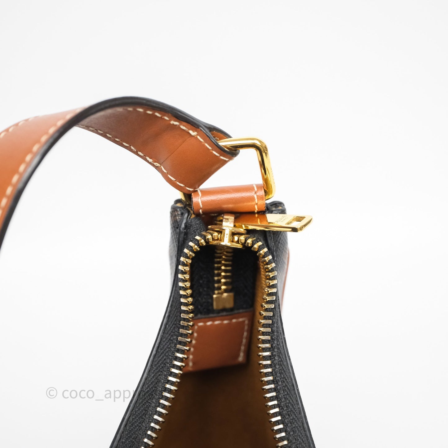 Celine Medium Ava Bag In Triomphe Canvas Calfskin Tan
