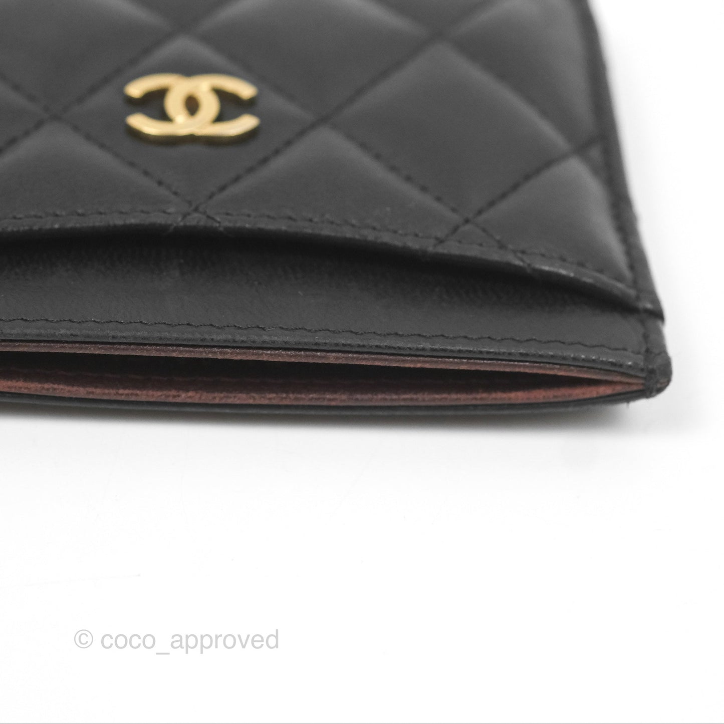 Chanel Classic Flat Card Holder Black Lambskin Gold Hardware