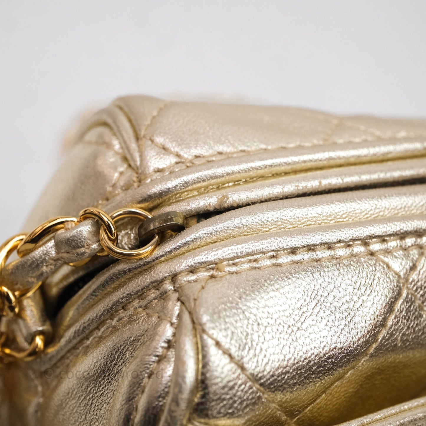 Chanel Vintage Camera Bag Gold Lambskin Gold Hardware