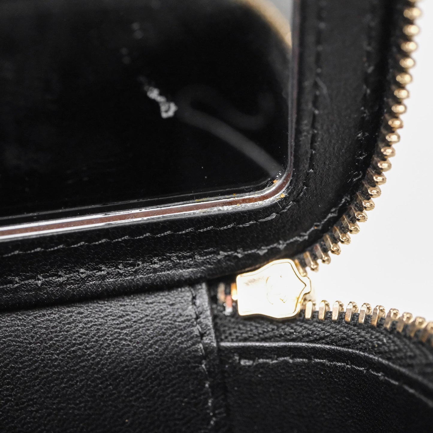 Chanel Mini Vanity With Double Chain Black Lambskin Aged Gold Hardware