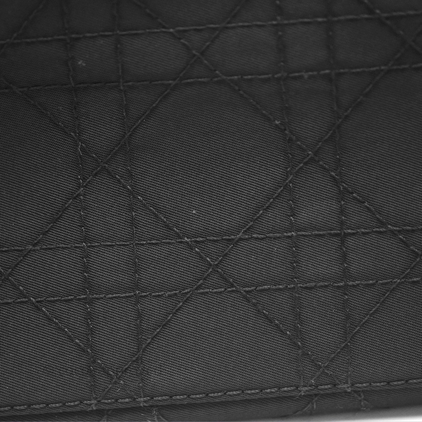 Christian Dior Vintage Large Lady Dior Cannage Fabric Black Silver Hardware