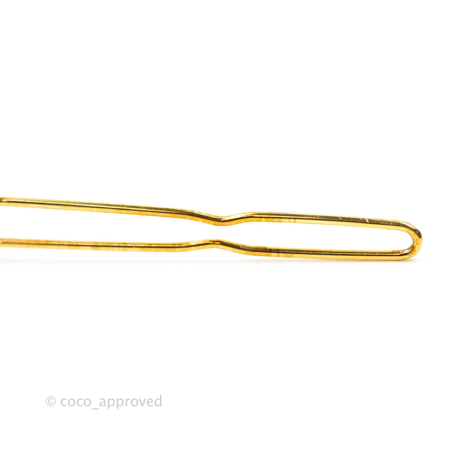 Chanel CC Lock Pearl Chain Hair Clip Gold Tone 20A