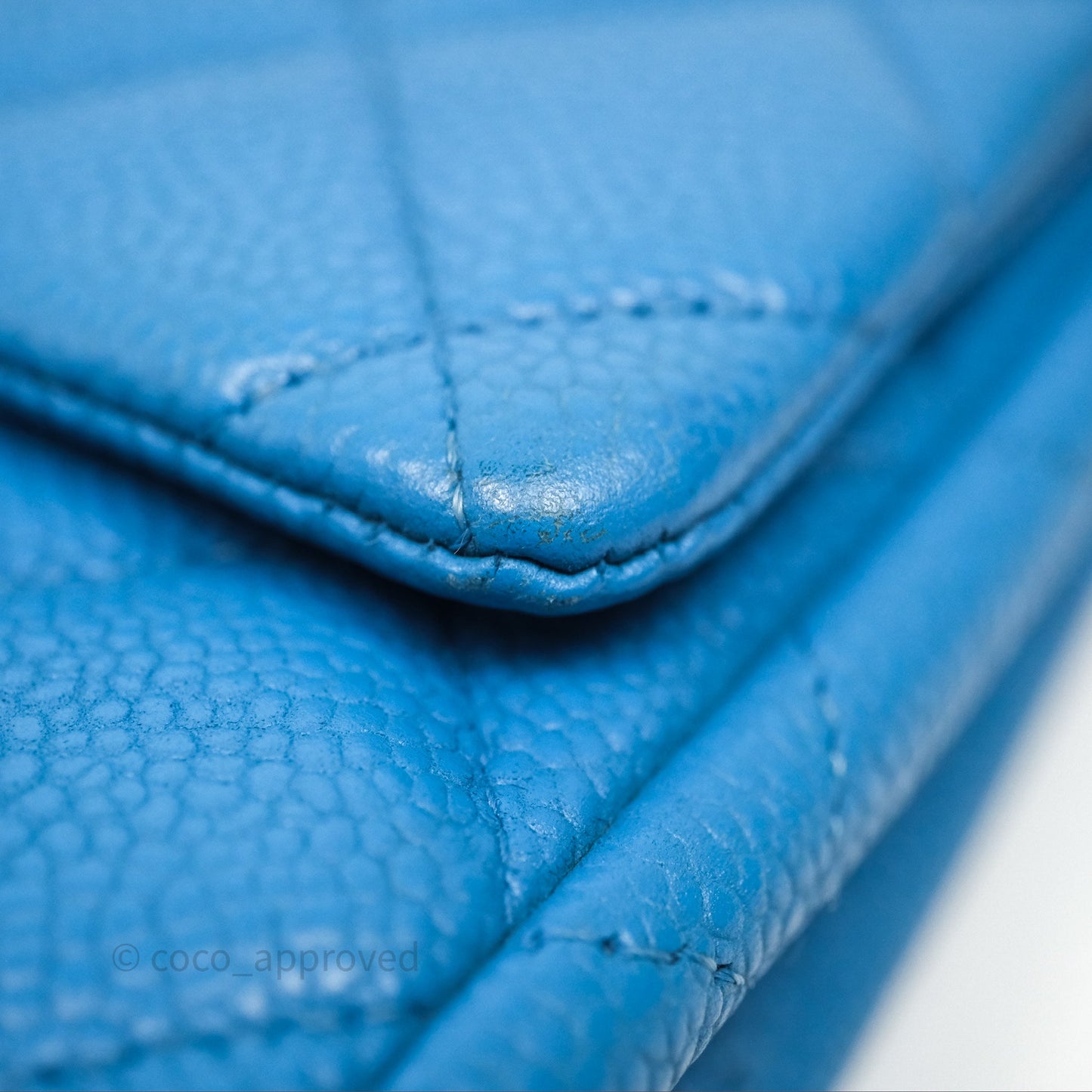 Chanel Quilted Clutch with Chain Caviar Azul Sliver Hardware