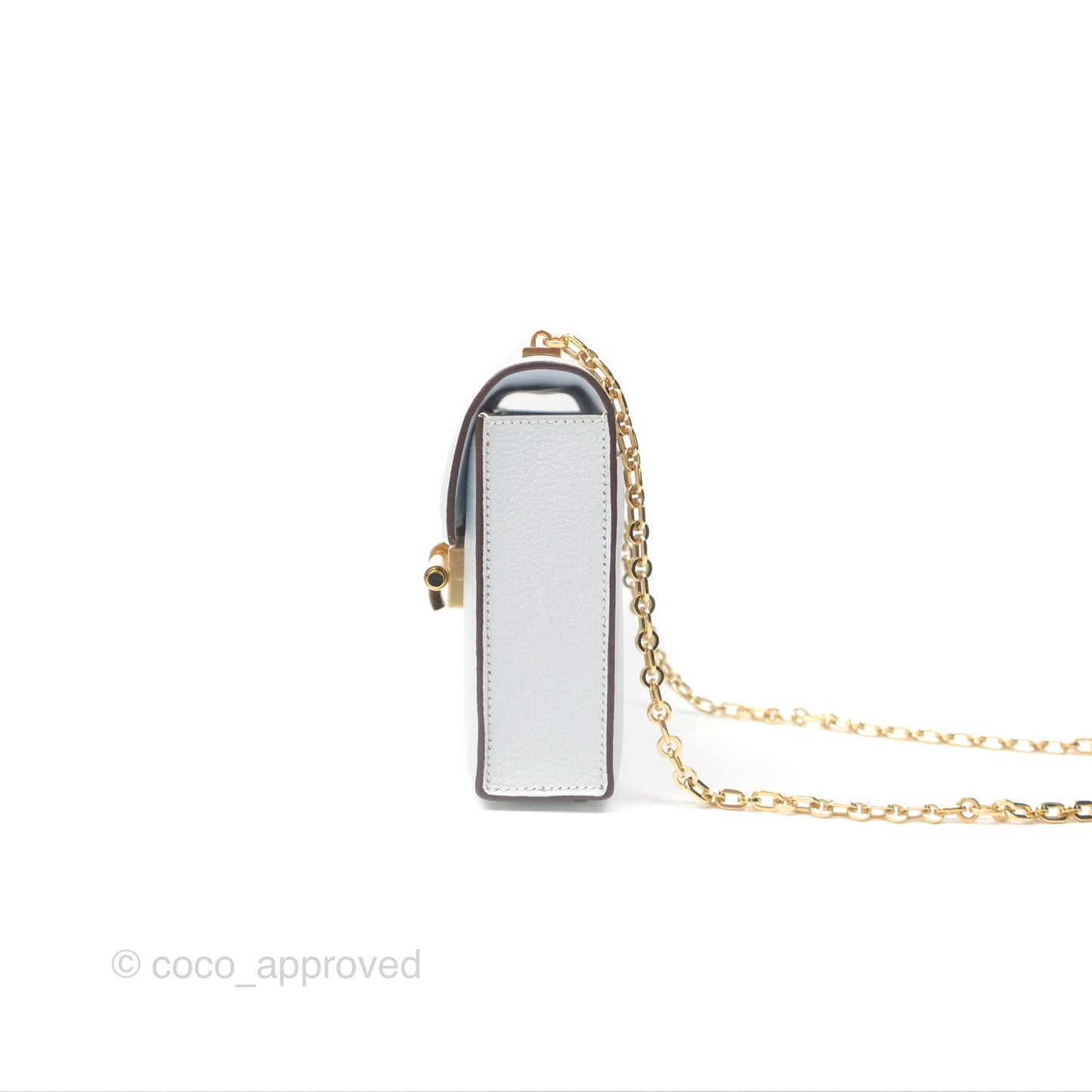 Hermes Mini Verrou Bleu Brume Chèvre Mysore Gold Hardware
