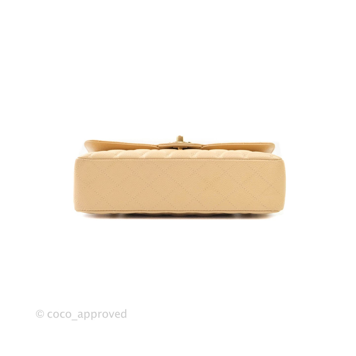 Chanel Classic M/L Medium Double Flap Beige Caviar Gold Hardware