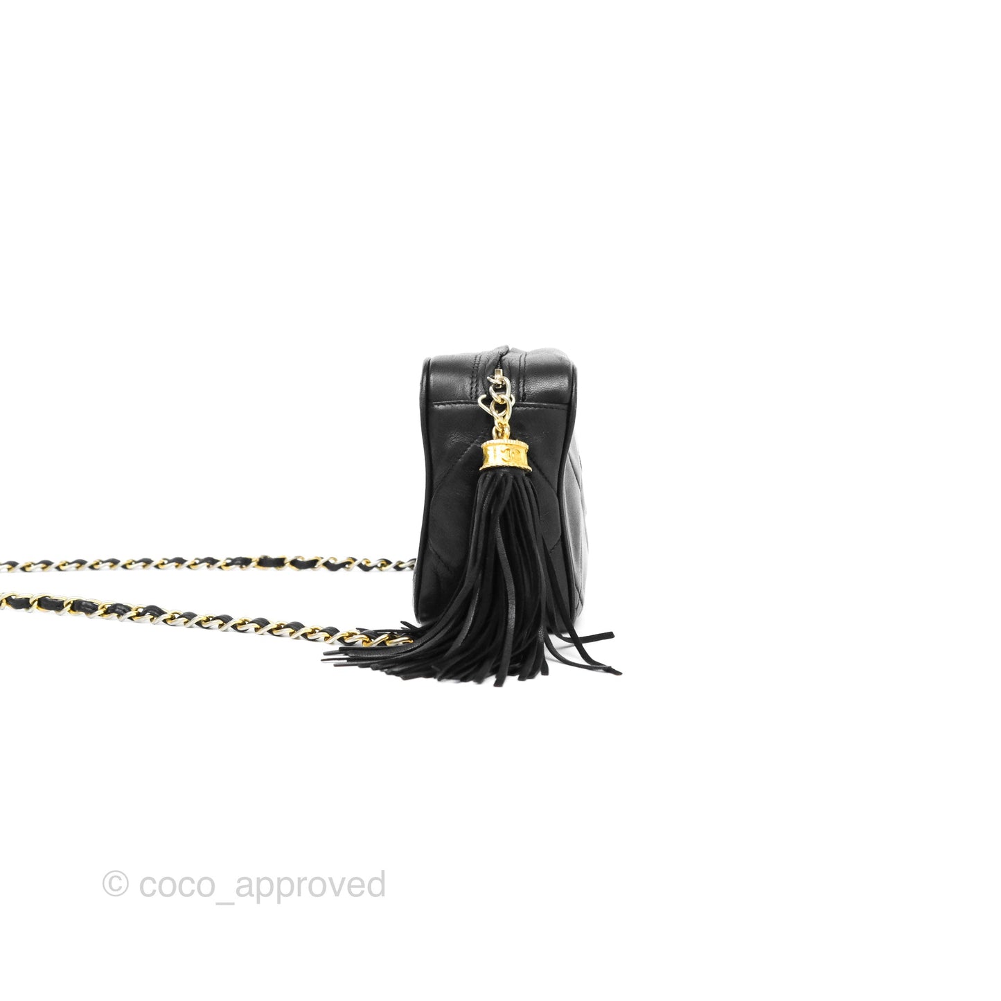 Chanel Vintage Small Camera Bag Black Lambskin Gold Hardware