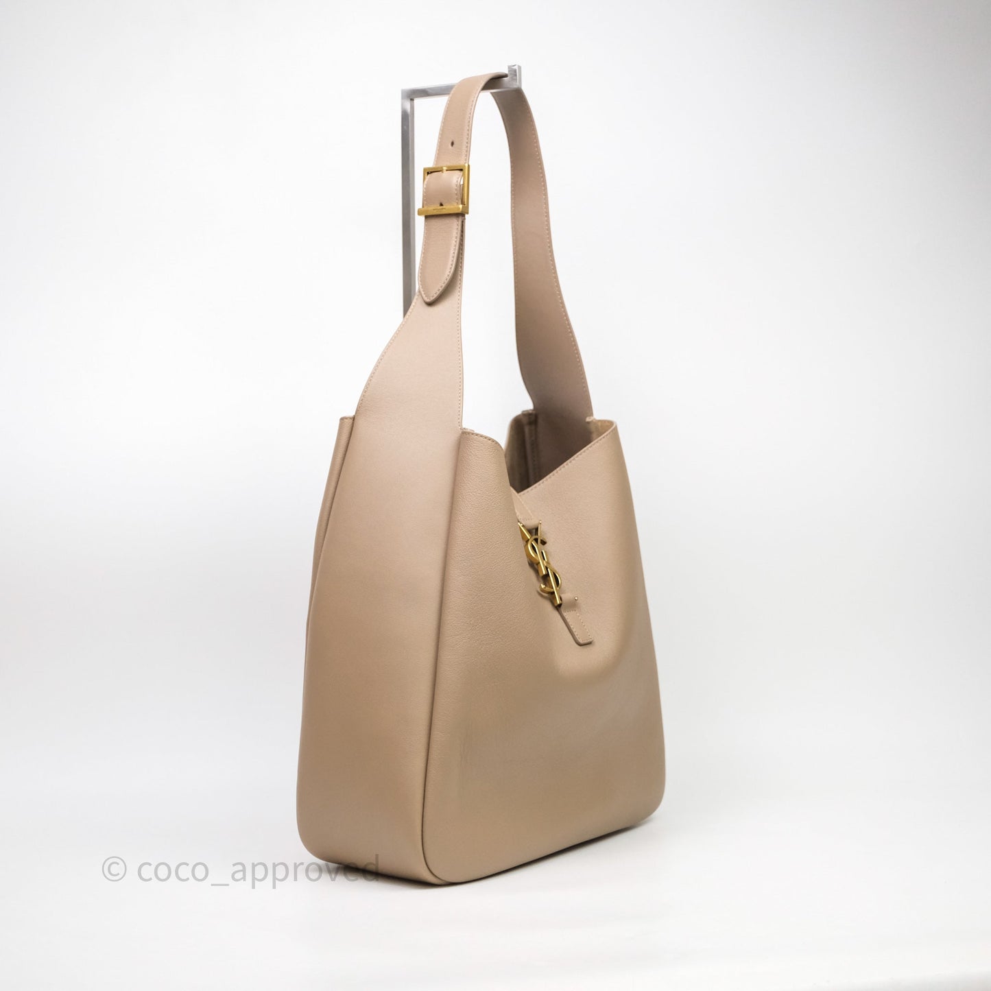 Saint Laurent LE 5 à 7 Supple Large Dusty Grey Grained Leather Gold Hardware