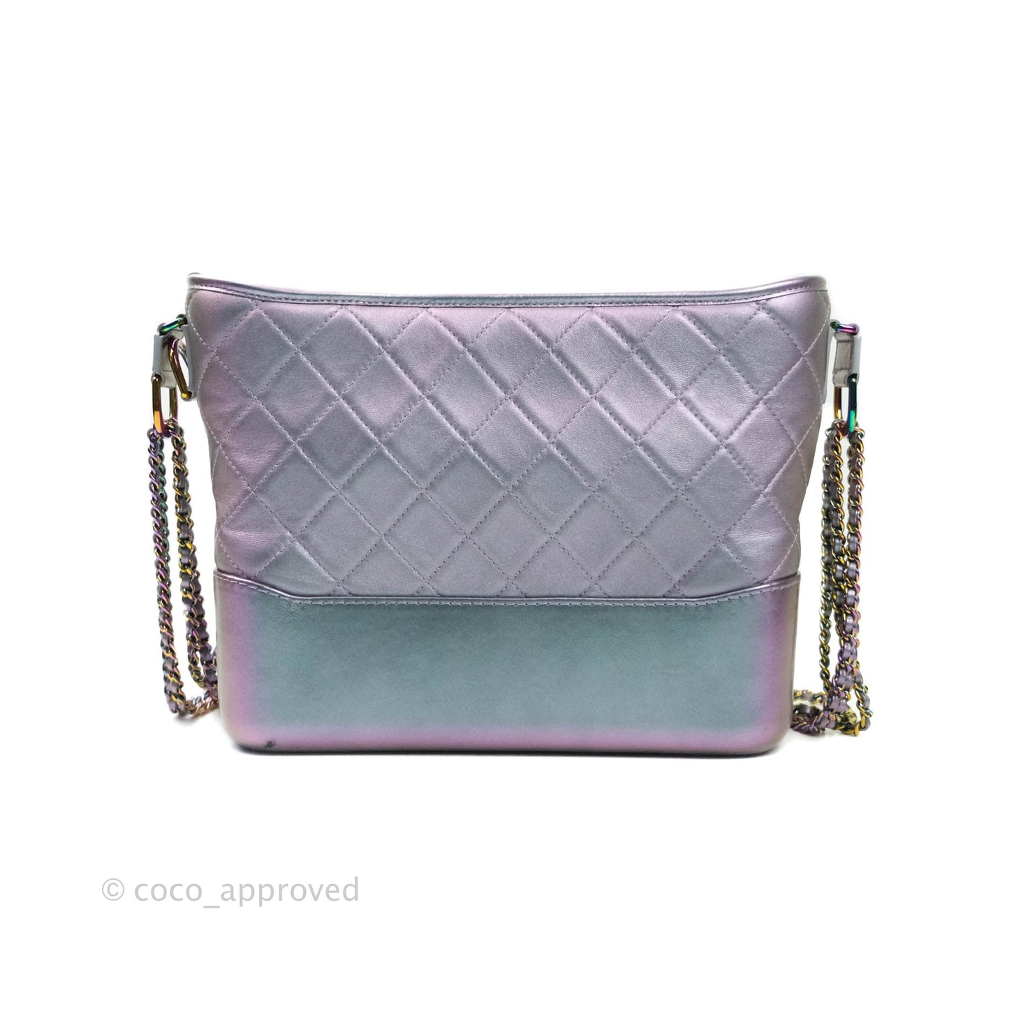 Chanel Medium Gabrielle Metallic Purple Black Aged Calfskin Rainbow Hardware