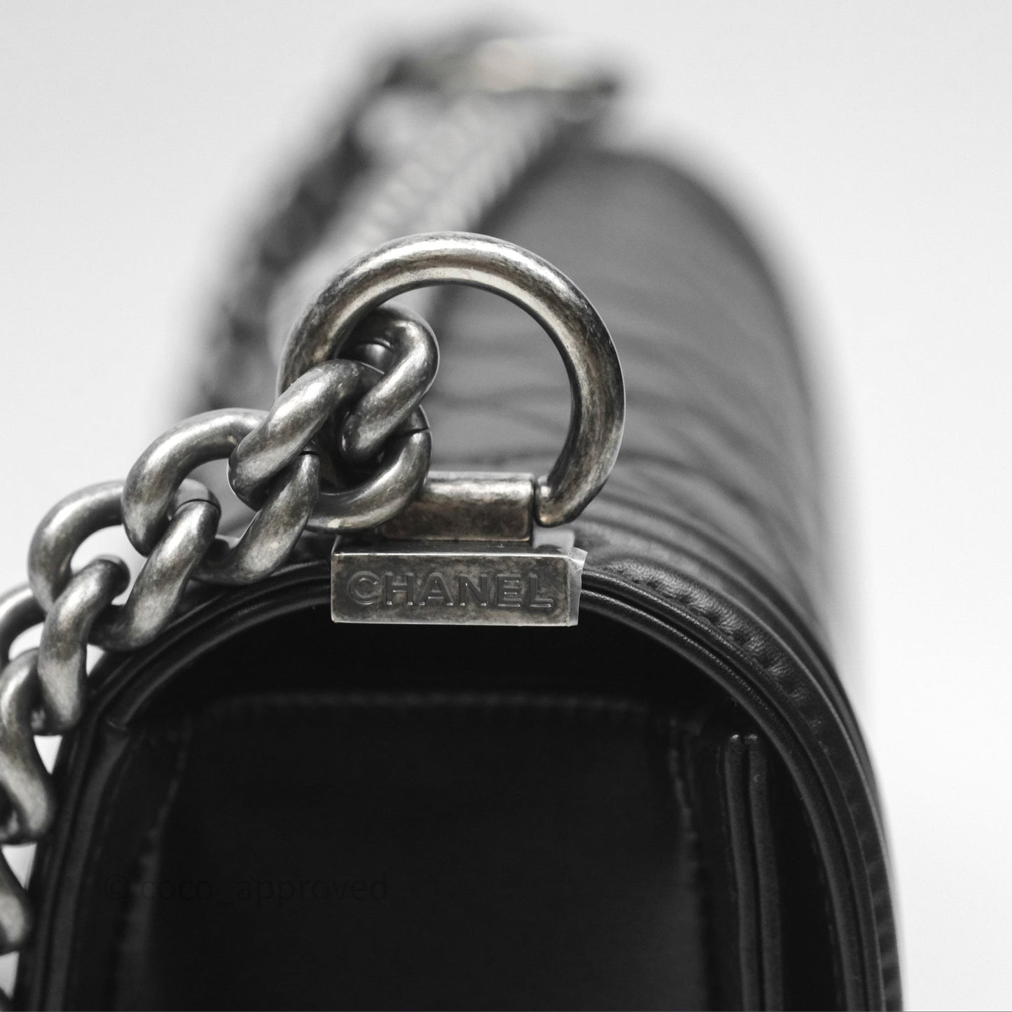 Chanel Quilted Medium Boy Black Calfskin Ruthenium Hardware