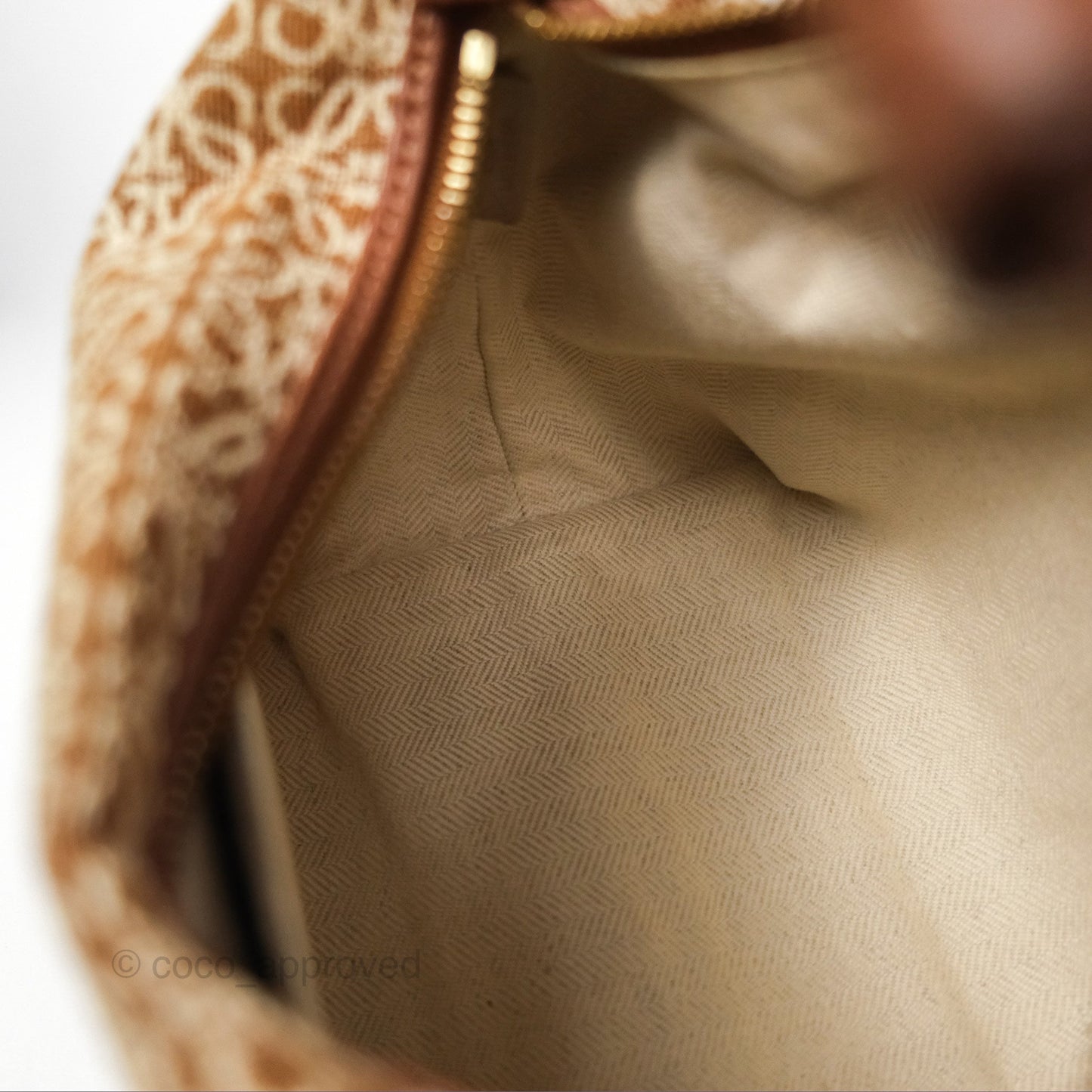 Loewe Small Cubi bag in Anagram Jacquard & Calfskin Tan Pecan