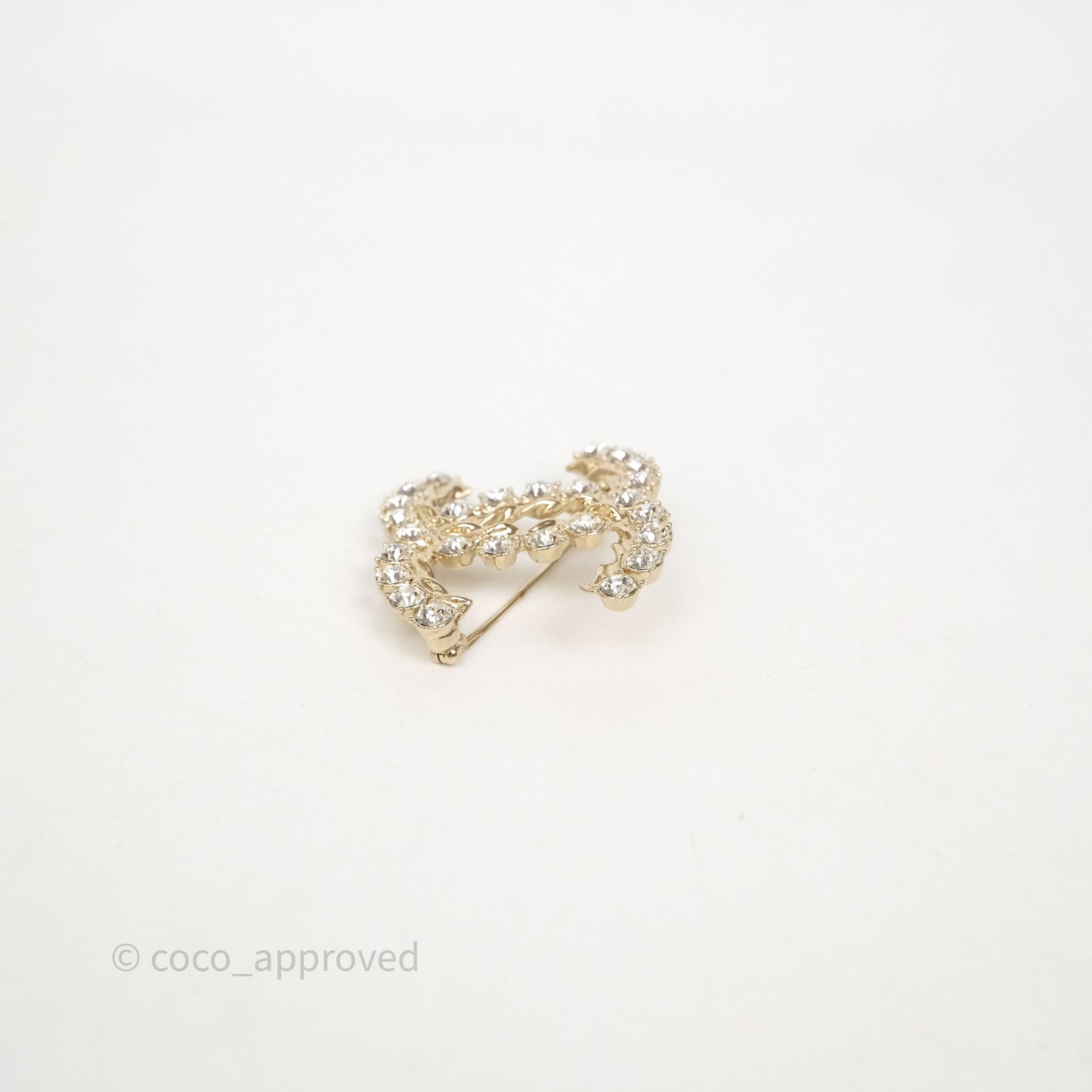 Chanel Crystal CC Brooch Gold Tone 21C