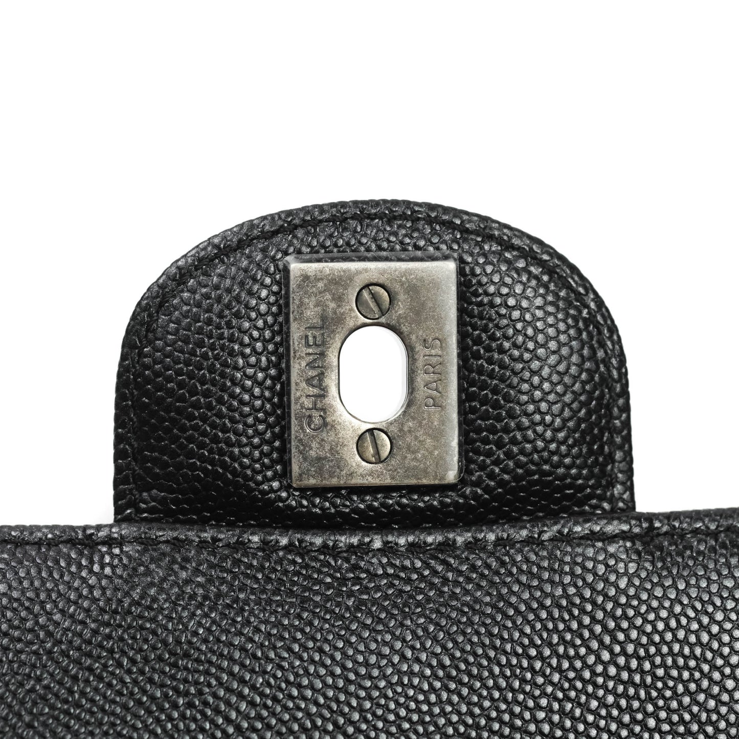 Chanel Chevron Mini Rectangular Flap Iridescent Black Caviar Ruthenium Hardware
