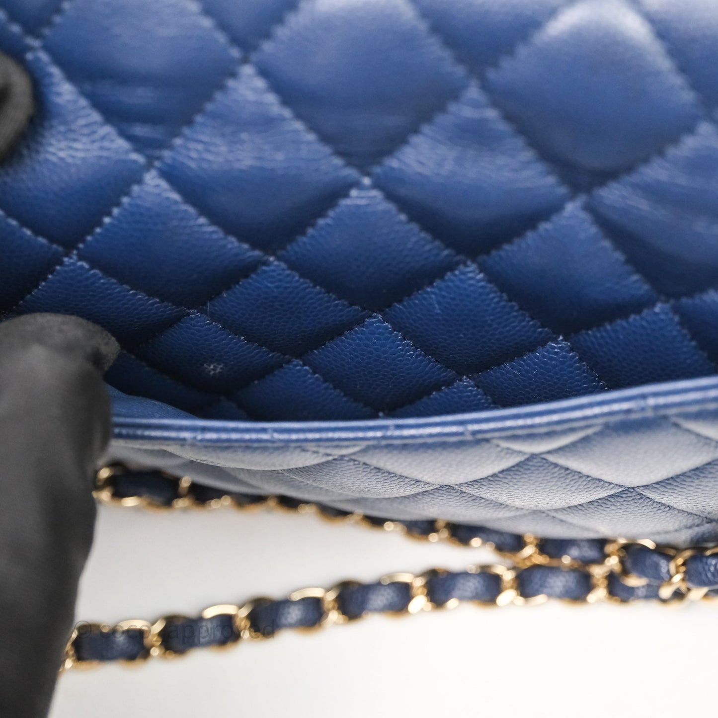 Chanel Medium Classic Flap Quilted Dark Blue Caviar Gold Hardware
