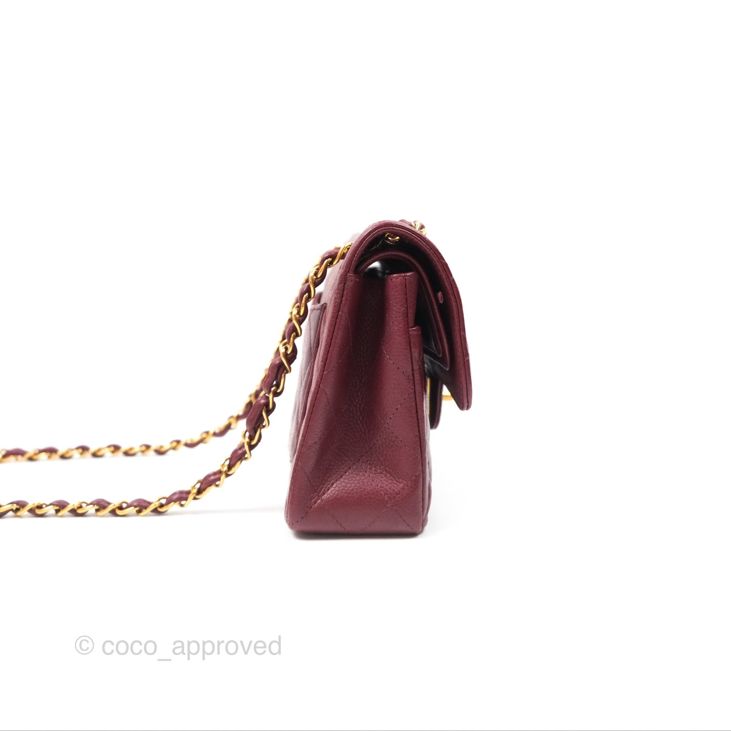 Chanel Vintage Classic Small S/M Flap Burgundy Caviar 24K Gold Hardware