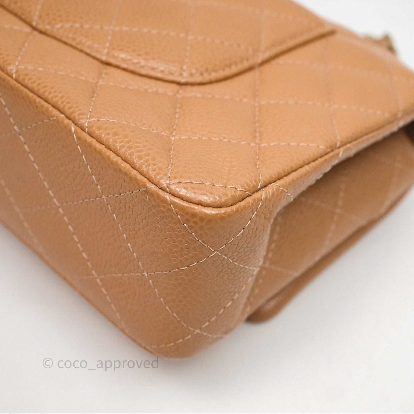 Chanel Classic M/L Medium Flap Quilted Beige Caviar Gold Hardware