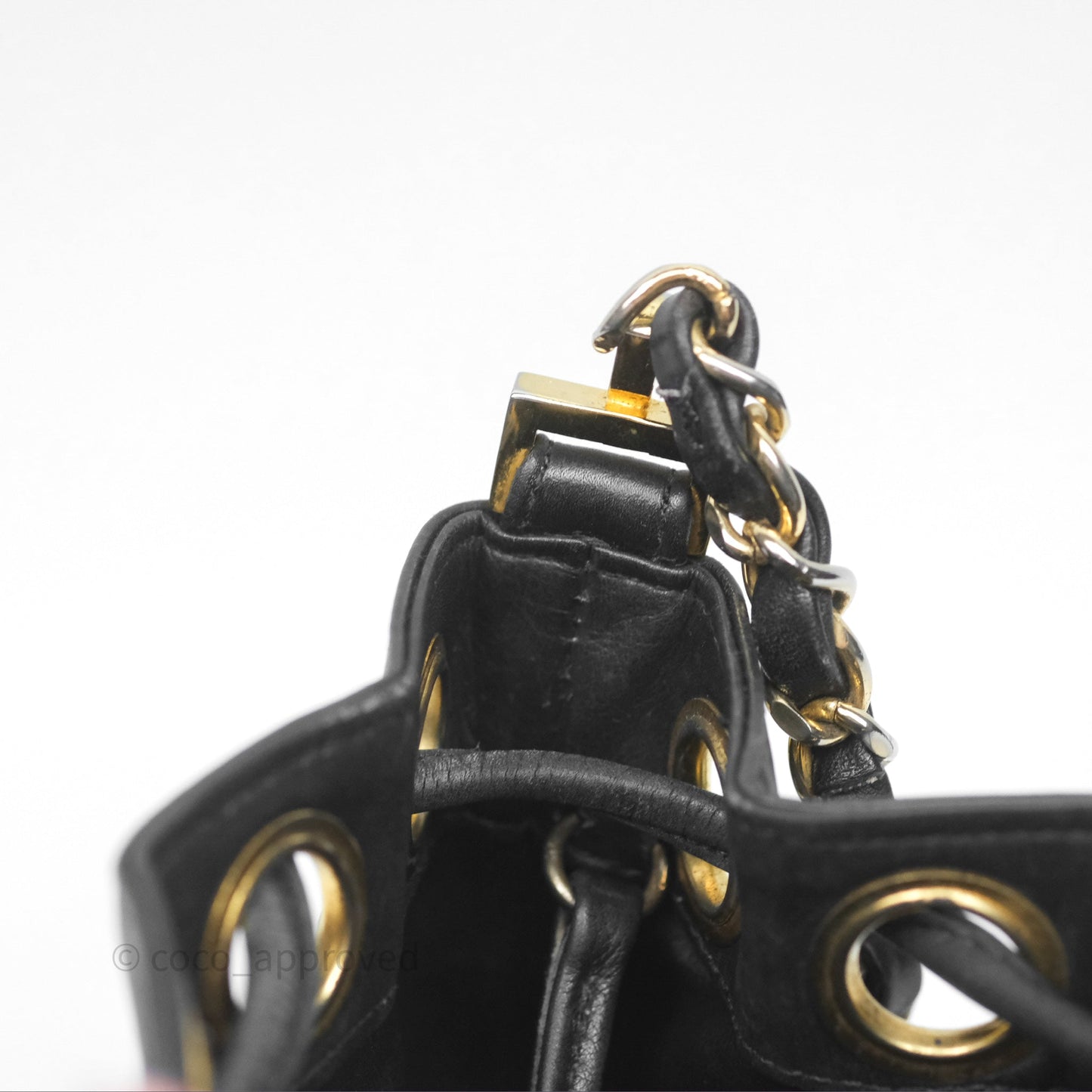 Chanel Vintage Mini CC Bucket Bag Black Lambskin Gold Hardware