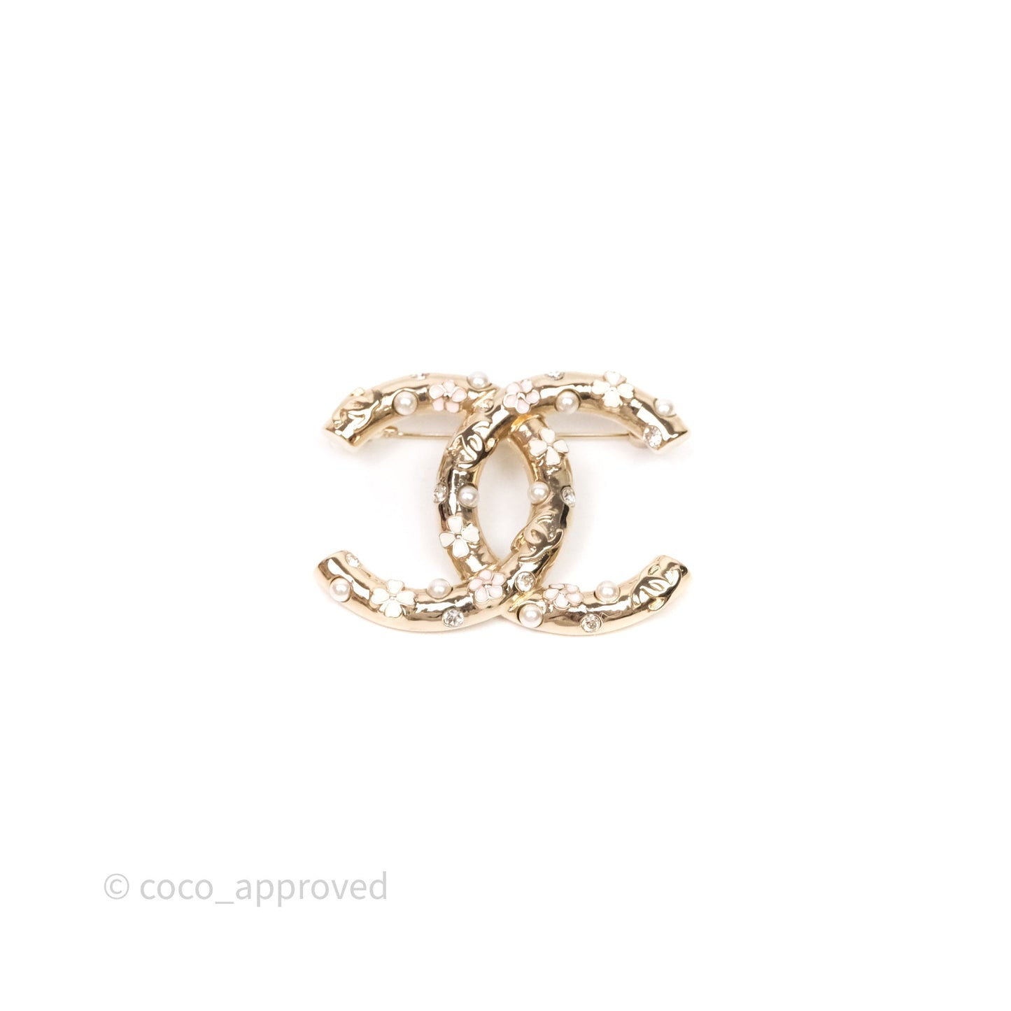 Chanel CC Flowers Brooch Gold Tone 22S