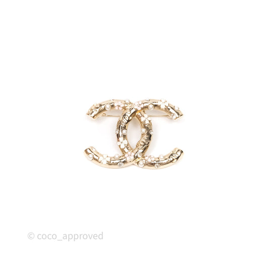 Chanel CC Flowers Brooch Gold Tone 22S