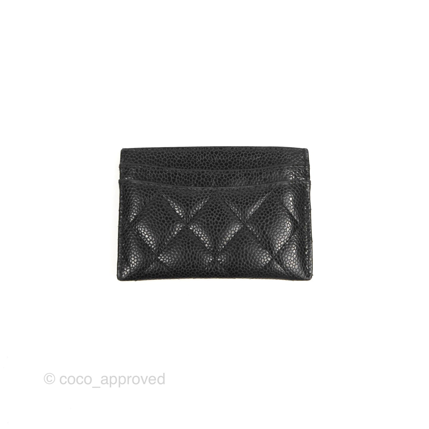 Chanel Classic Flat Card Holder Black Caviar Gold Hardware