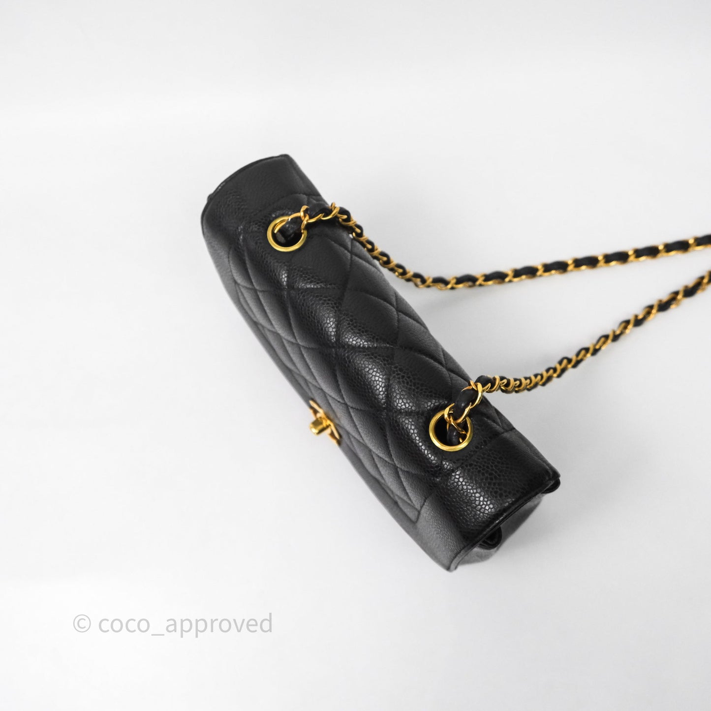 Chanel Vintage Small Classic Diana Flap Bag Black Caviar 24K Gold Hardware