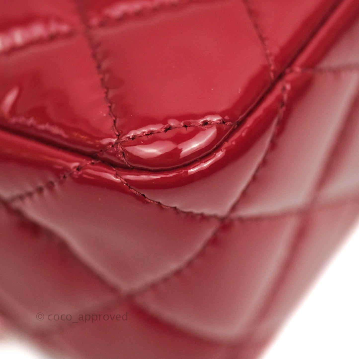 Chanel Quilted Mini Rectangular Flap Red Patent Gun Metal