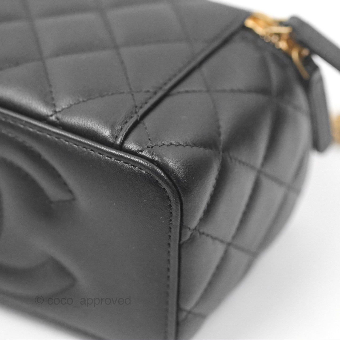 Chanel Top Handle Vanity Rectangular Black Lambskin Gold Hardware
