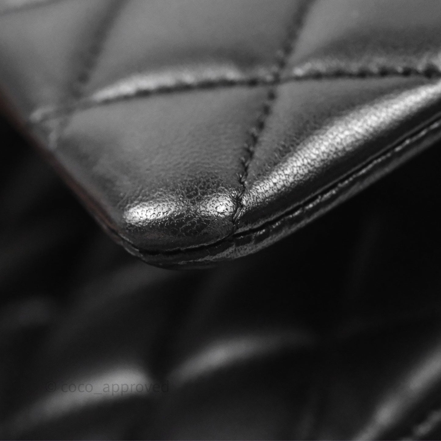 Chanel Classic M/L Medium Flap Quilted Black Lambskin Silver Hardware