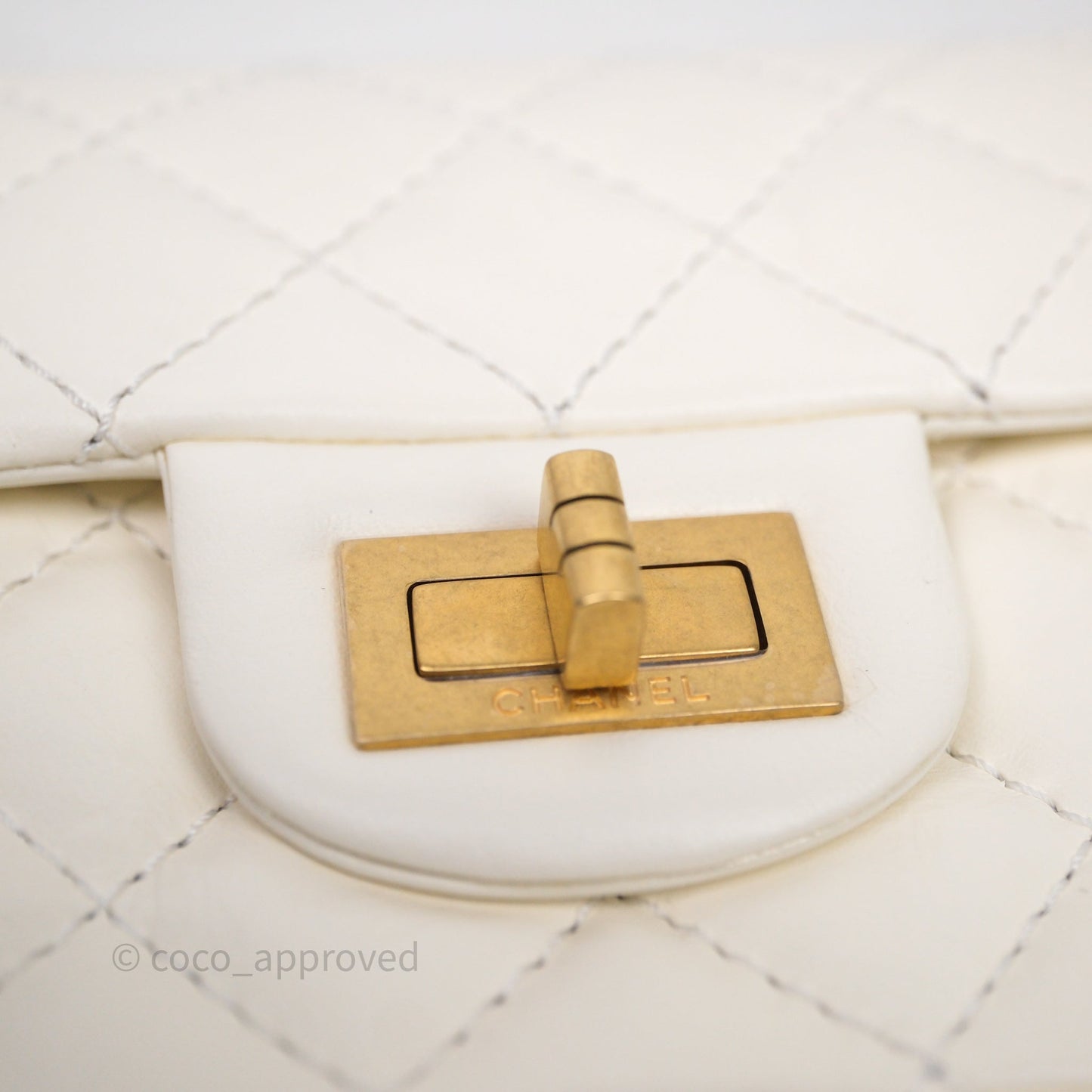 Chanel Mini Reissue 224 White Calfskin Aged Gold Hardware