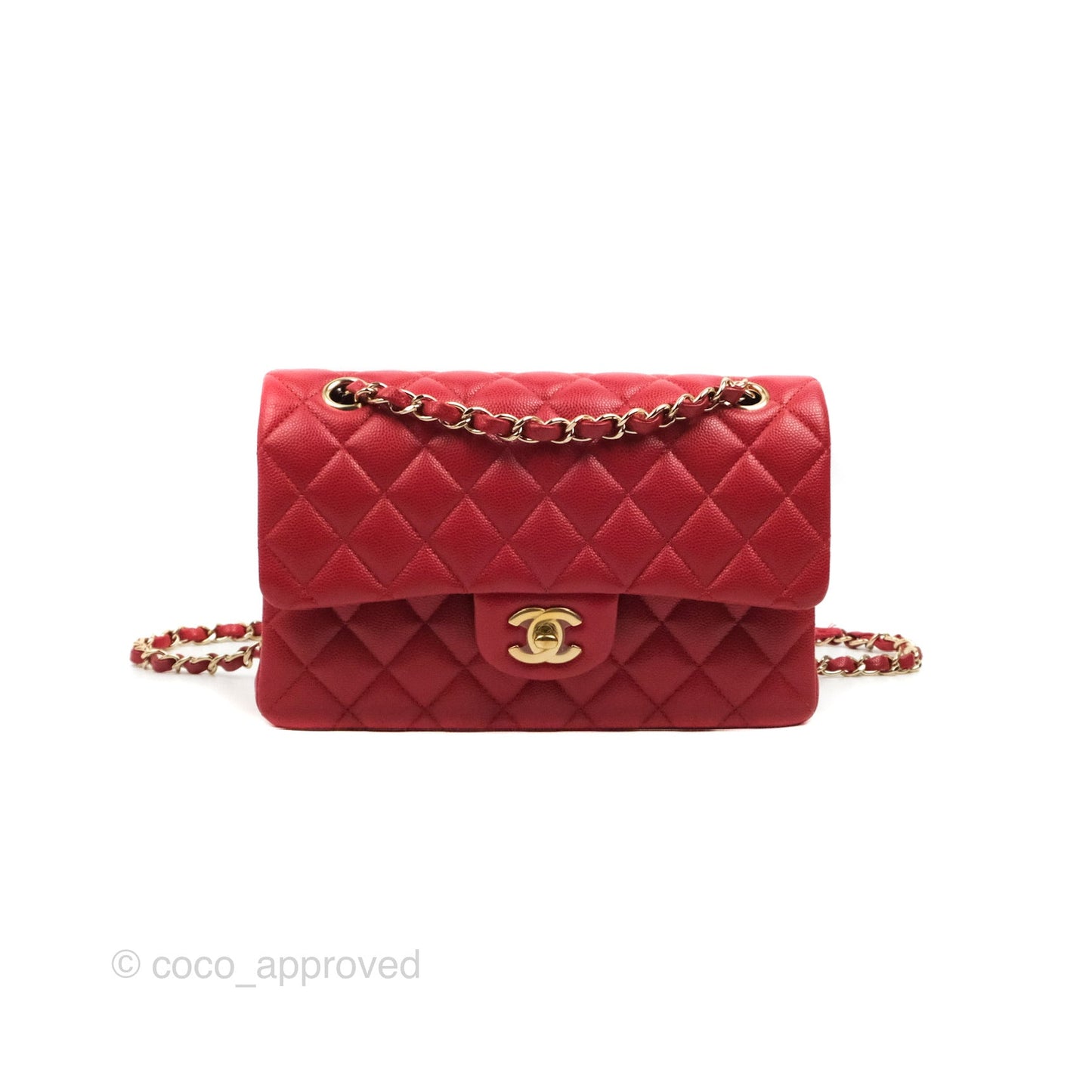 Chanel Classic Small S/M Flap Red Caviar Gold Hardware