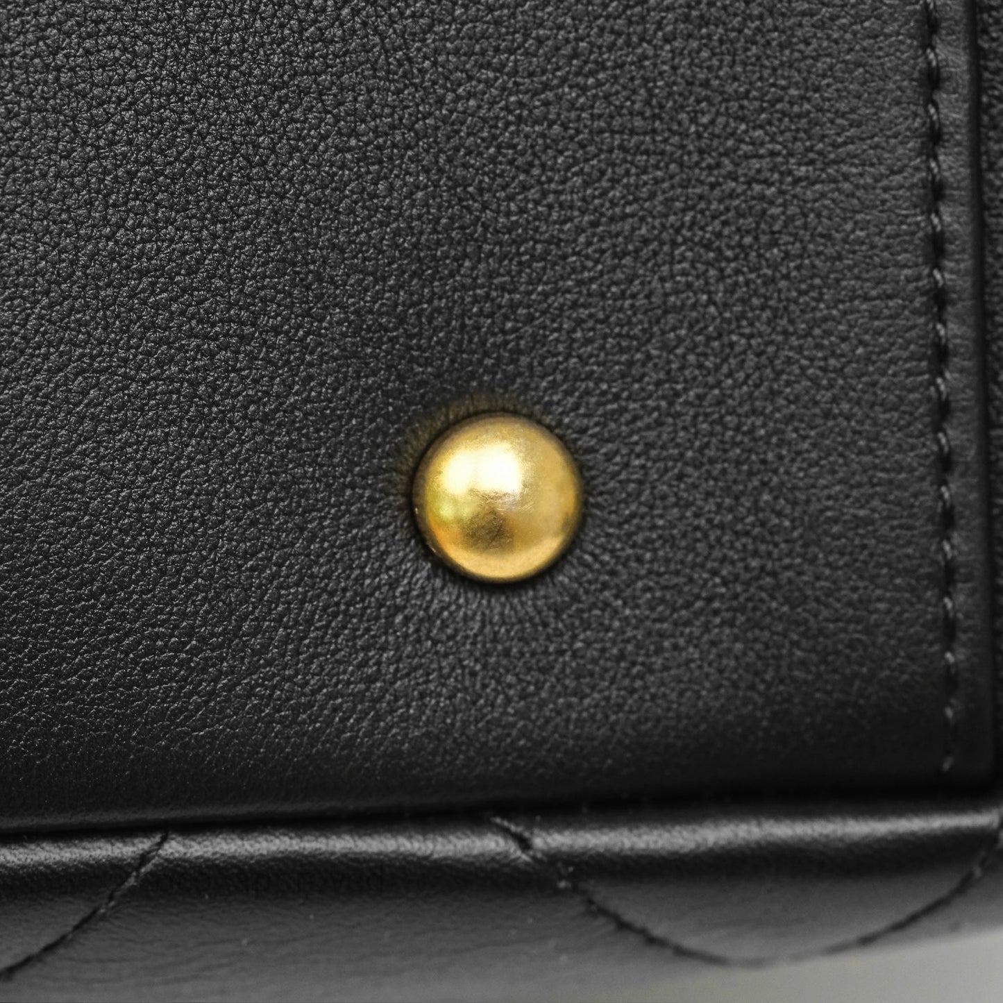 Chanel Stitched Large Shopping Bag Black Calfskin Aged Gold Hardware