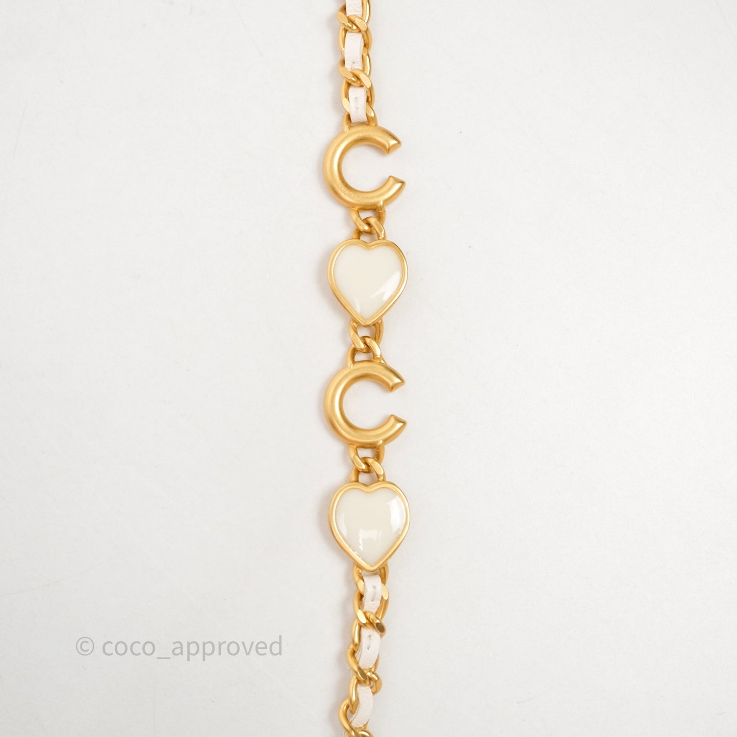 Chanel Coco Heart Chain WOC Ivory White Lambskin Aged Gold Hardware 22K