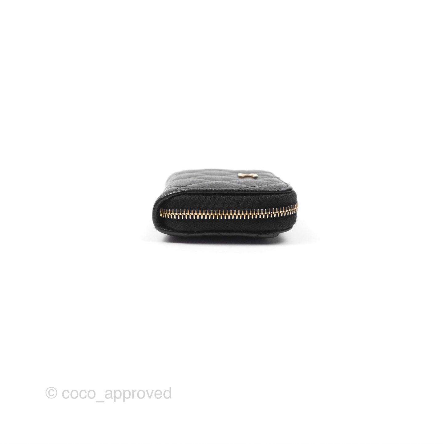 Chanel Classic Zipped Coin Purse Black Caviar Gold Hardware