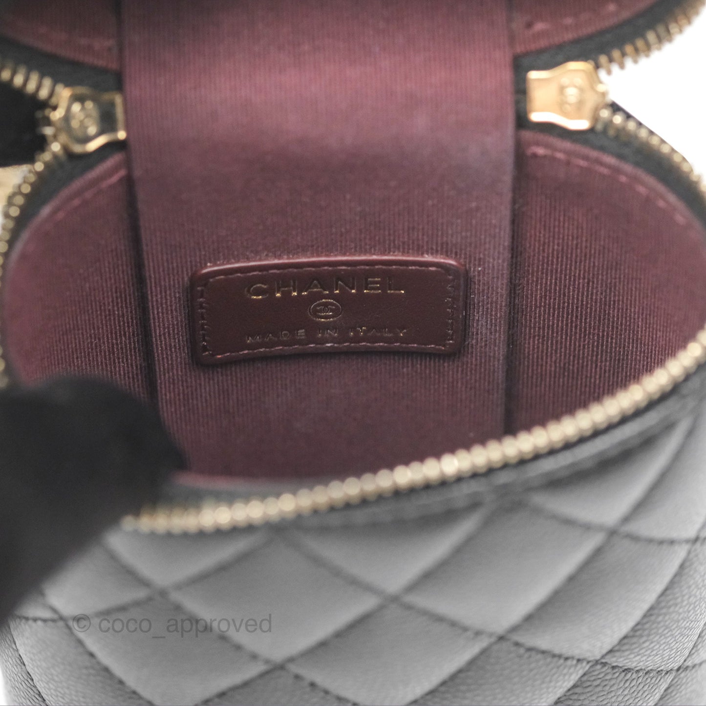 Chanel Vanity Phone Holder With Chain Black Caviar Gold Hardware