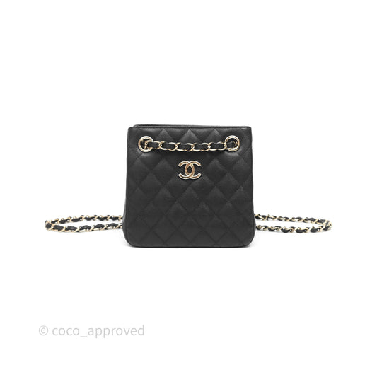 Chanel Mini Bucket Tote Black Caviar Gold Hardware 22S
