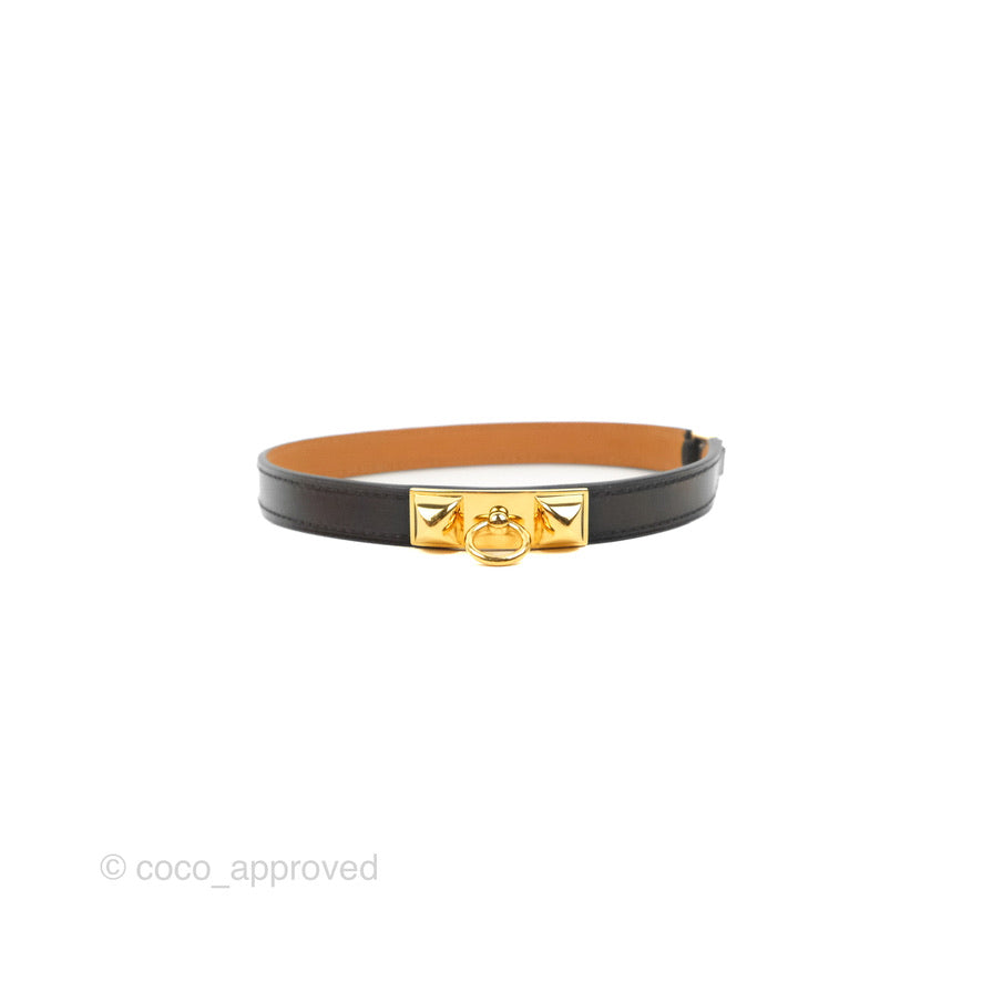 Hermès Rivale Double Tour Bracelet Black Box Leather Gold Hardware