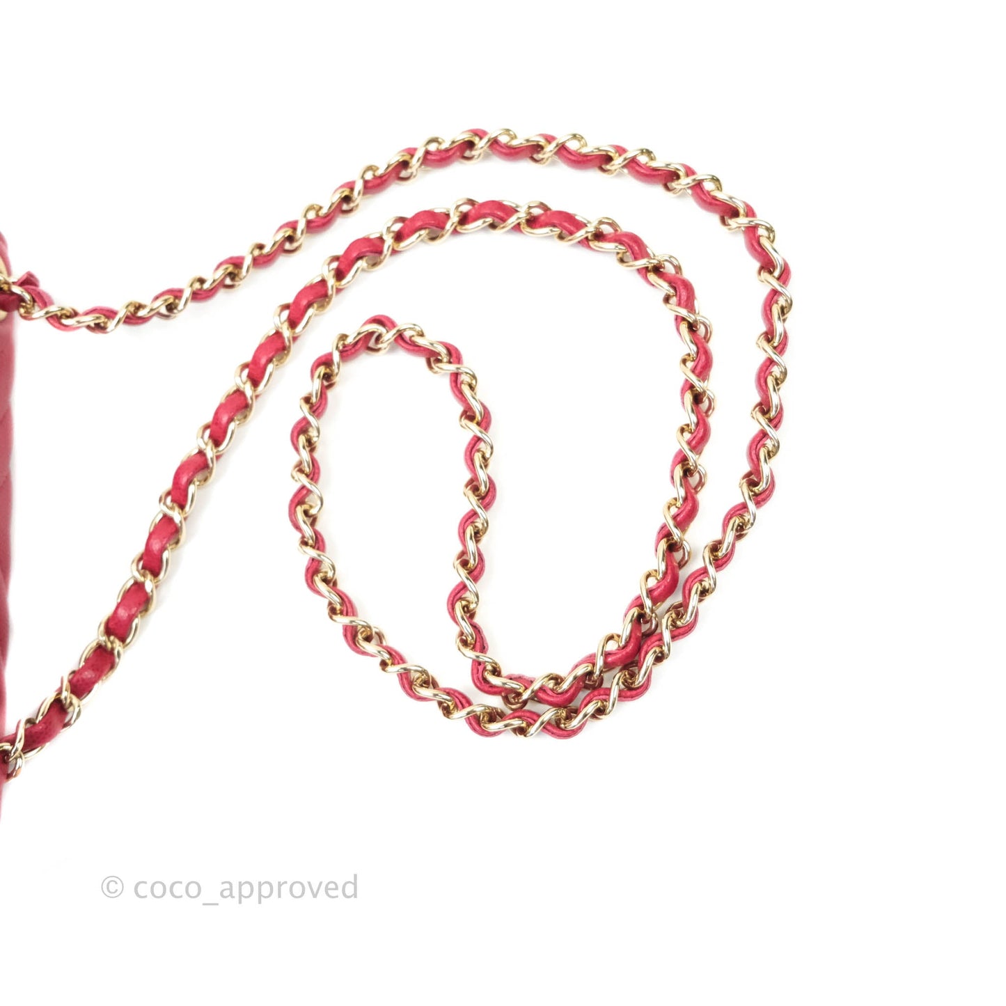 Chanel Mini Square Red Chevron Caviar Gold Hardware 18B