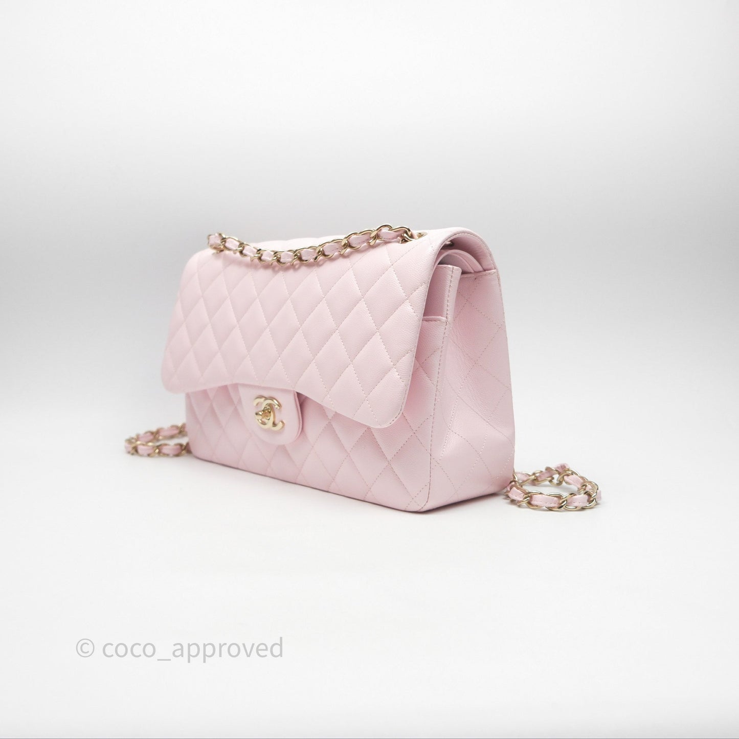 Chanel Jumbo Classic Double Flap Pink Caviar Gold Hardware⁣⁣