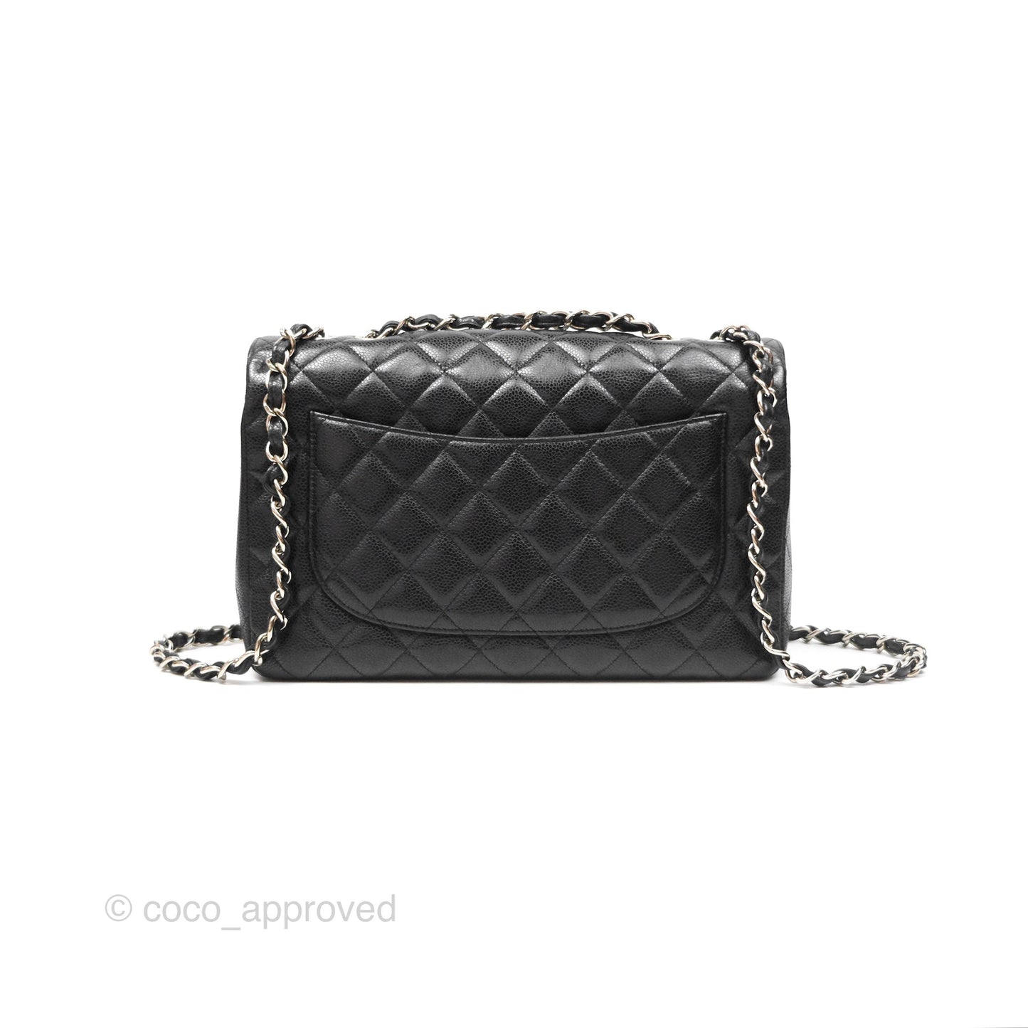 Chanel Jumbo Single Flap Quilted Black Caviar Silver Hardware