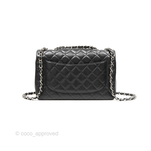 Chanel Jumbo Single Flap Quilted Black Caviar Silver Hardware