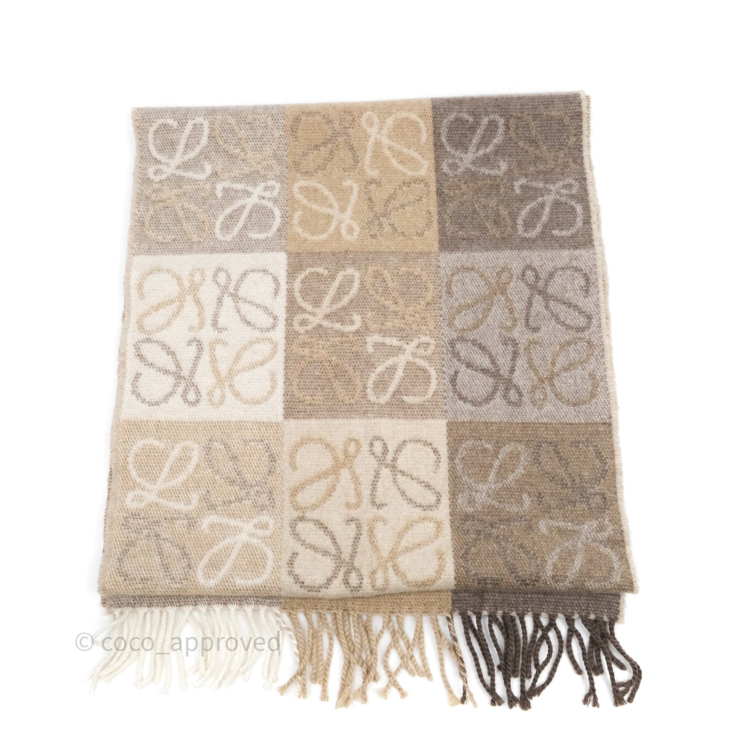 Loewe Anagram Wool Cashmere Scarf Beige